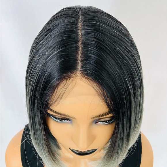 Gorgeous & Classic Ombre Pearl Grey Premium Fiber Lace Front Wig! - Picture 2 of 10